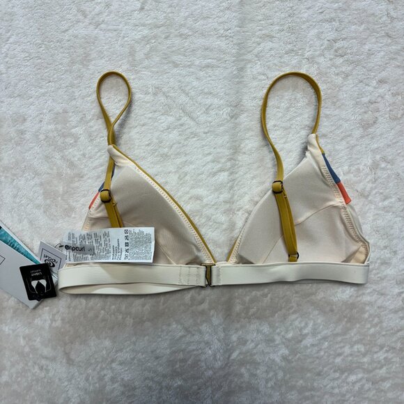 NWT Ripcurl Womens Bikini Top Small Melting Waves Fixed Triangle Cream Beach - Picture 9 of 11